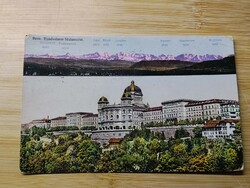 Svájc, Bern, Bundeshaus (Szövetségi Palota) , hegycsúcsok, bélyegezve 1917