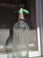 Patzauer Ferencz Hódmezővásárhely fej azonos enyhén zöld Porcelán fejes szódásüveg