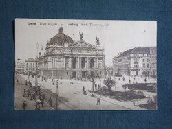 Postcard, Ukraine, Lwów, Lviv, Lemberg City Theatre, Opera House, Tram View, Art, 1910-