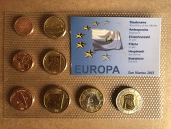 San Marino Euro Forgalmi sor 2011 Próba tervezet , 8 darab érme