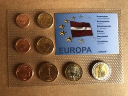 Lettország - Lettland Euro Forgalmi sor 2006 Próba tervezet , 8 darab érme