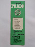 Régi FTC (Fradi) reklám + meccsnaptár - retro papír relikvia