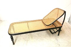 Antik nádfonatos Thonet chaise longue 1887 körül Kohn pihenőágy szófa kanapé daybed