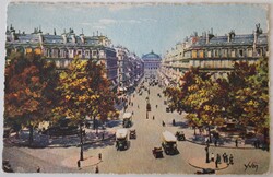 Képeslap, Francia,Párizs,Avenue de l'Opéra, A. Yvon akvarel, Paris en Flanant, Sér: 3/57 cc1930 (K1)