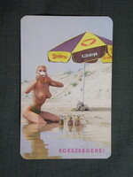 Kártyanaptár,Dreher sör,Kőbányai sörgyár,sörfőzde,erotikus női akt modell, 1989   (licites)