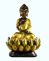 XX. sz. tibeti szobrász : MONUMENTÁLIS LÓTUSZON ÜLŐ SÁKJAMUNI BUDDHA