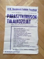 Nagyon retró nagy  plakát Parasztkórusok találkozója Baja 1971.