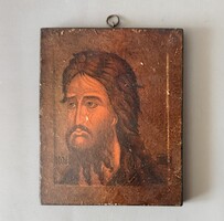Keresztelő Szent János (Rubljov-stílus) – Masszív préselt fa ikon az 1970-es évekből (18x22 cm)