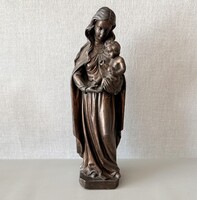 Eredeti ANRI (1969) Anrilite bronzpatinázott fali Madonna relief / szobor (33,5 cm, 846 g)