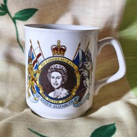 Eredeti angol Tams II. Erzsébet királynő ezüstjubileumi emlékbögre 1977 (Staffordshire)