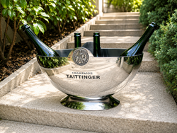 CHAMPAGNE CLUB - Taittinger Half Moon – Nagyméretű tükörpolírozott ón pezsgőhűtő jégmedence