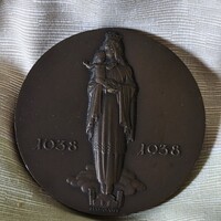 Ritka nagyméretű  Szent István Emlékév bronz érem 1938 – Madarassy Walter alkotása (Alba Regia)