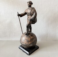 Ritka, nagy méretű Jelky András fém kisplasztika / asztali szobor (33 cm, 3,4 kg)
