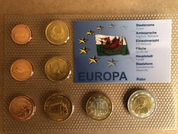 Wales Euro Forgalmi sor 2006 Próba tervezet , 8 darab érme