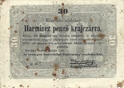 30 harmincz harminc pengő krajczárra krajcárra 1849 Kossuth bankó csillagos 1.