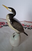 Hollóházi porcelán kormorán (kárókatona) madár figura