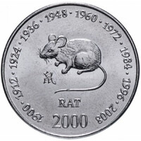Somalia 10 Shillings 2000 - Chinese Zodiac - Year of the Rat - Proof Finish