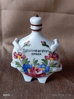 Városlődi  butykos / kulacs Balatonberényi emlék felirat, kb. 12 cm, dugóval, 20. sz. eleje