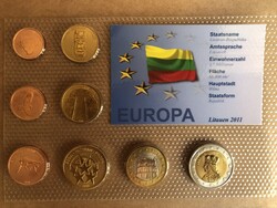 Litauen - Litvánia Euro Forgalmi sor 2011 Próba tervezet , 8 darab érme