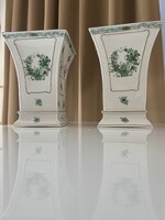 Herendi Indiai kosár mintás porcelán kaspó pár – hibátlan, ritka