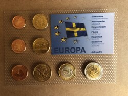 Svédország - Schweden Euro Forgalmi sor 2006 Próba tervezet , 8 darab érme