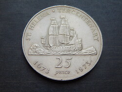 Szent Ilona (Heléna) 25 Penny  1973  Ritka 100.000 db