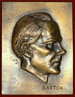 Kampfl József (1939–2020) BARTÓK BÉLA PORTRÉ - BRONZ DOMBORMŰ FA KERETBEN !