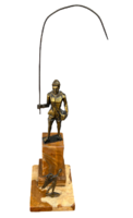 Ritka Art Déco bronz kisplasztika – Horgász / Halász alakja ónix talapzaton (~1920–1930)