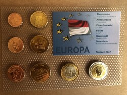 Monaco Euro Forgalmi sor 2012 Próba tervezet , 8 darab érme