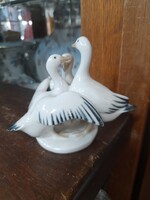 Royal Dux Kézi Festésű Libák Porcelán Figura.