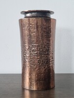 László Dömötör red copper modernist vase