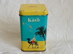 Fém doboz kávésdoboz üres 1960- retro 7x7x12cm