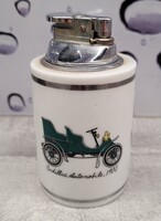Vintage porcelain table lighter – Veteran car, Cadillac 1903 pattern, signed