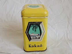 Fém doboz kakaó tárolására üres retro 5,5x5,5x10,5cm
