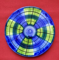 Kerámia porcelán tányér alátét akasztható fali dísz dekoráció kék zöld