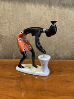 HOLLÓHÁZA PORCELÁN SZOBOR, NÉGER LÁNY FIGURA
