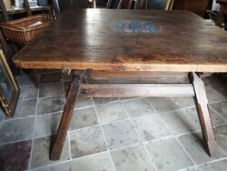 BAROQUE CHAMBER TABLE, RUSTIC FOLKLORE DRAWER TABLE