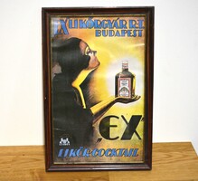 EX likőrgyár likőr cocktail retro XX.század eleji reklámplakát 1970 évek végi reprint nyomata plaká