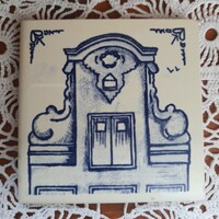 KLM holland légitársaság business class porcelán alátét, poháralátét, kék delft csempe