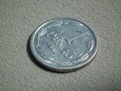 1943 Aluminum 1 Pengő, Hungarian Kingdom, Pengő Era (1926-1946), from the rarest year of the type
