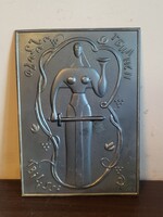 Retró Szovjet Fém Dombormű Falikép (19x14 cm) – Grúzia Anyja (Tbilisi Csekanka)