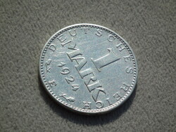 Németország, weimari ezüst 1 Márka (1 Mark), 1924 E