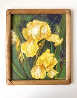 Hollóházi: May Queen - yellow iris acrylic painting