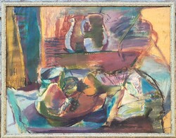 Kéri László (1949 - ) Csendélet c festmény EREDETI GARANCIÁVAL !