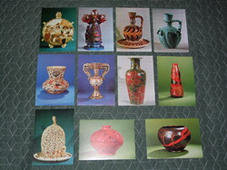 Képeslap,Pécs,Zsolnay gyár,Zsolnay kiállítás,11 db porcelán,Eozin,váza sor,1977-