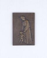 2B157 René Baudichon : Anya és gyermeke szecesszós kétoldals bronz relief 1904