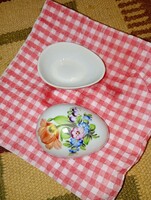 Herendi porcelán tojás alakú bonbonier (fedeles dobozka / ékszertartó), kézzel festett vadvirágos/me