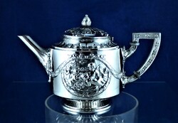 BEAUTIFUL ANTIQUE SILVER POURING BOWL, HANAU, CIRCA 1860!!!