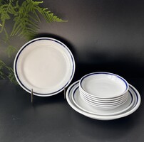 Retro kék csíkos menzás/tengerész mintás Alföldi porcelán tányér csoma