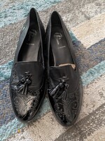 Bata márkás női 38-as fekete bőrcipő, mokaszín, csinos darab !